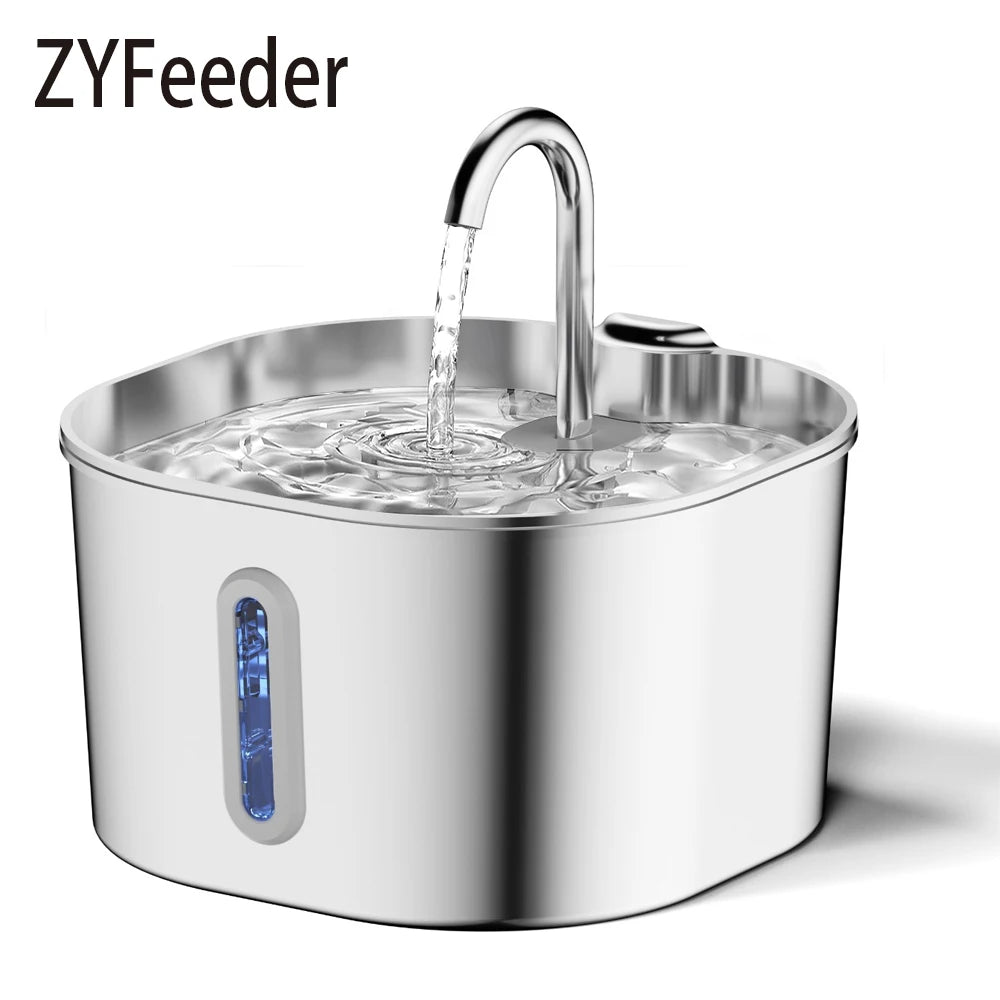 2.2L Automatic Stainless Steel Cat and Dog Water Fountain with Window (No 5V 1A Plug)