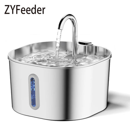 2.2L Automatic Stainless Steel Cat and Dog Water Fountain with Window (No 5V 1A Plug)